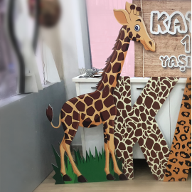 Safari Konsept Dekor Maket Zürafa Ayaklı Pano 135 cm